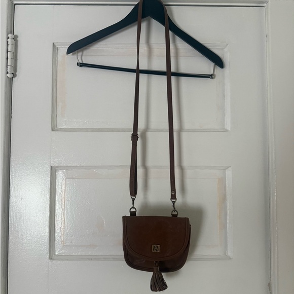 Roxy Handbags - Roxy Brown Leather Crossbody with Tassel